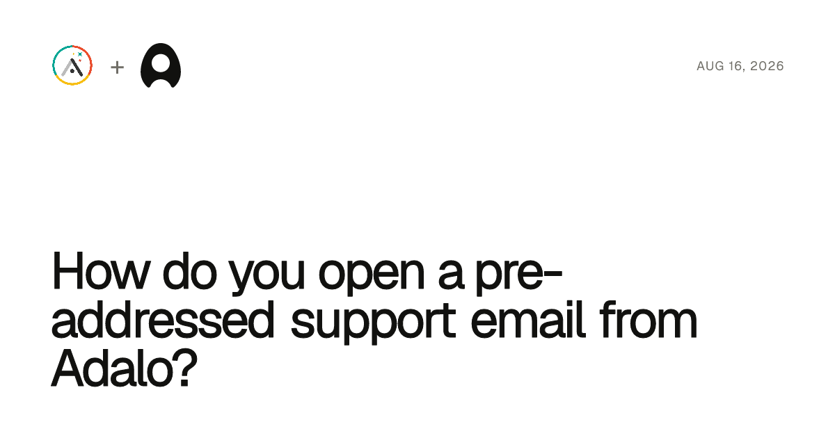 How do you open a pre-addressed support email from Adalo? cover artwork