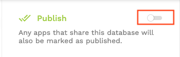 Adalo web app Publish control shown in the official preview documentation